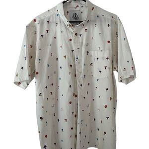 Element Skateboards Men’s L/G Short Sleeve Mushroom Print Button-Down Shirt